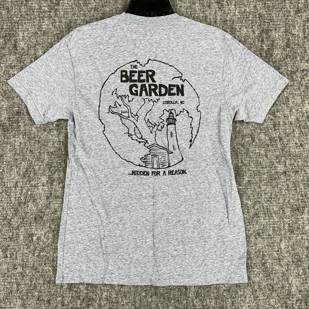 The Beer Garden Shirt Mens Small Gray Tee Corolla North Carolina Souvenir Bar